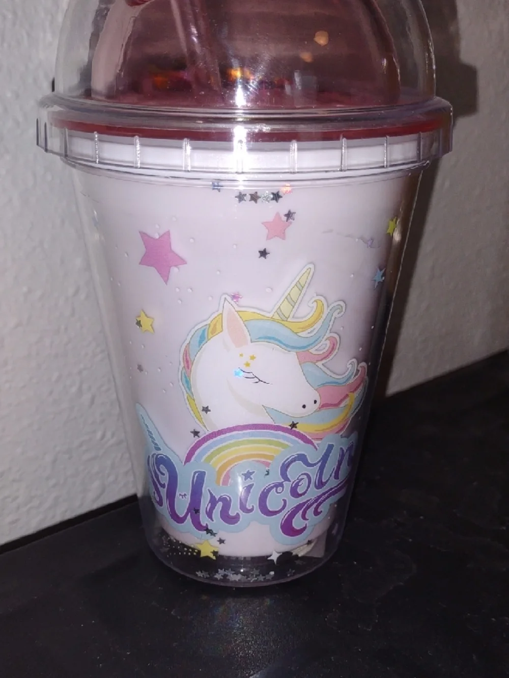Make Your Own Magic Pink Party Cup with Lid and Straw Unicorn Tumbler NEW 350 ML